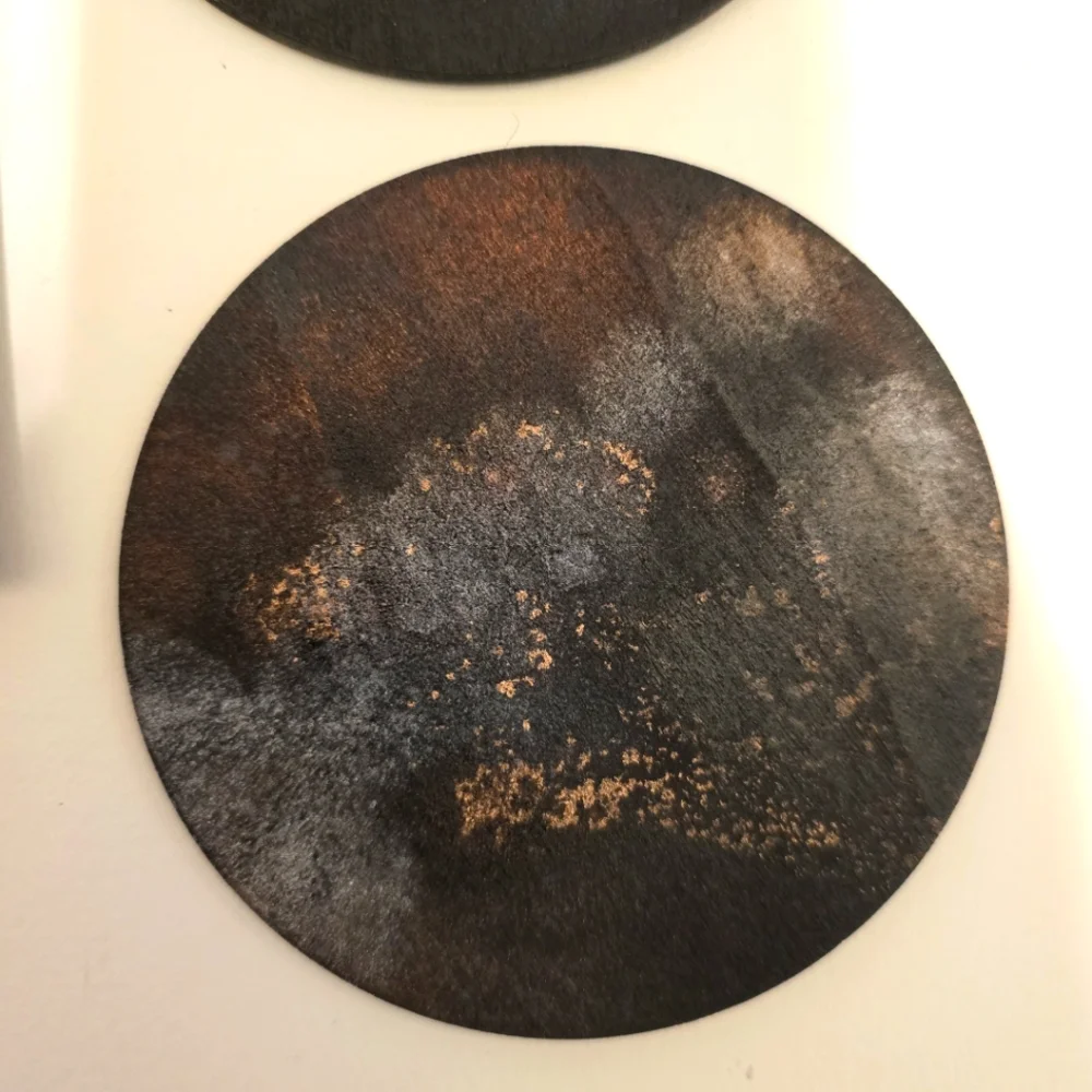 HANDCRAFTED & HANDPAINTED 6 Wood Coaster Set & Upcycled Single Light Switch Case - Picture 9 of 17
